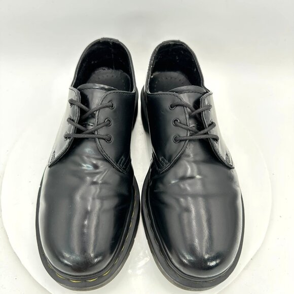 Dr Martens 1461 Women Size 9 Black Smooth Leather Platform Lace Up Derby Shoes - Picture 1 of 12